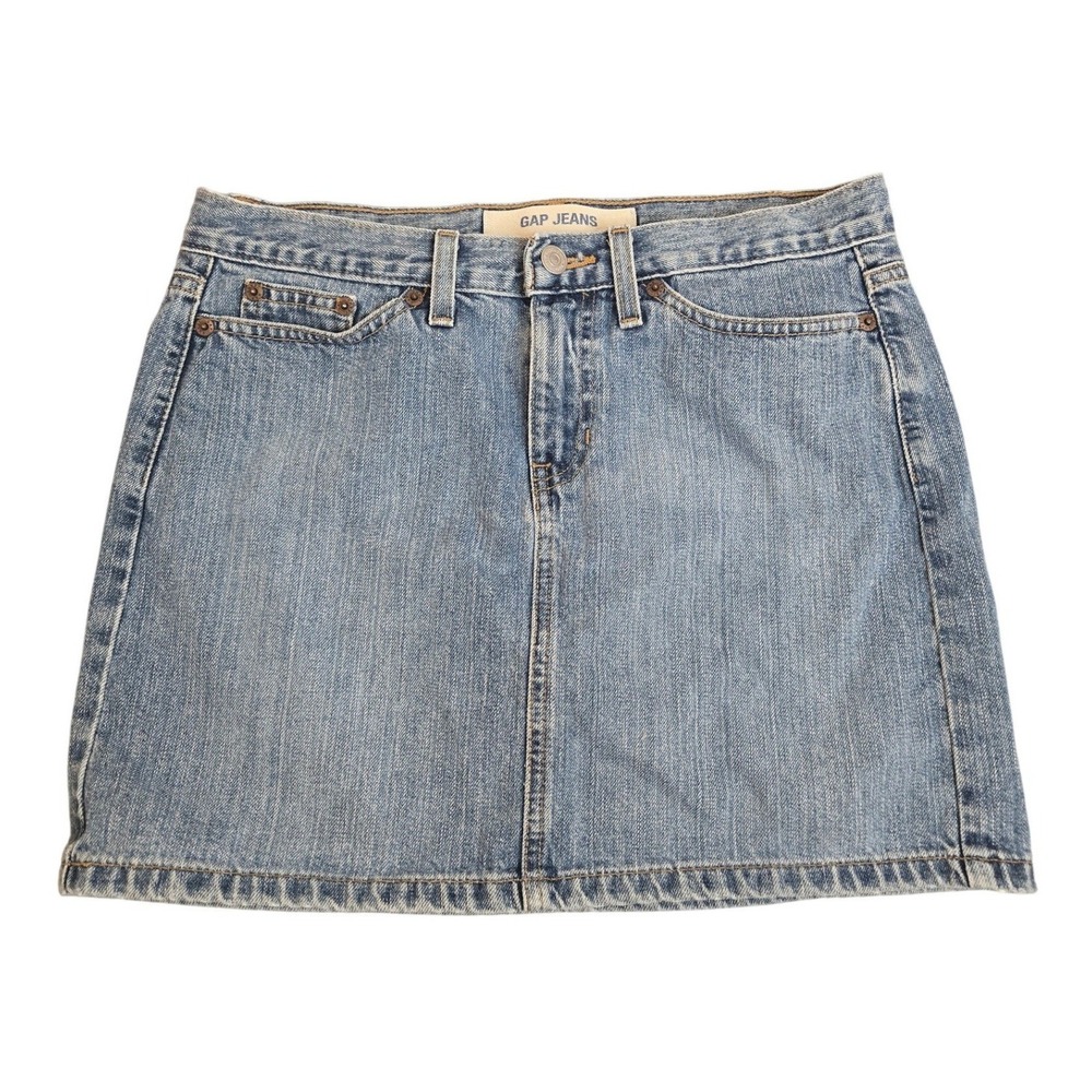 Vintage Y2K GAP Women Denim Miniskirt Lightwash Everyday Casual Normcore Size 6